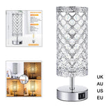 Maxbell Modern Crystal Touch Bedside Table Lamp Lights Room Lighting Decor EU Plug