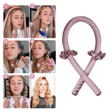 Maxbell Women Styling Heatless Curling Rod Headband Wave Curls Curler Pink