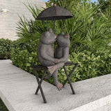 Maxbell Frog Couple Hugging Bronze Effect Statue Fairy Garden Ornament Art Crafts