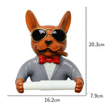 Maxbell Toilet Paper Holder Rack Dog Statue Tissue Dispenser Indoor Kitchen Ornament brown yellow