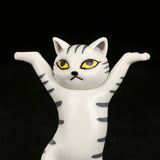 Dancing Cute Cats Figure Ornament Tabletop Sculpture Decoration Grey