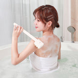 Maxbell Bath Body Brush Long Handle Shower Brush Dry Brush for Shower  White