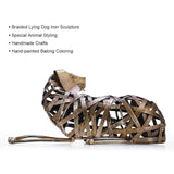 Maxbell Iron Metal Braided Dog Sculpture Modern Figurine Craft Home Accessories