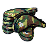 Maxbell 9x Portable Camouflage Golf Iron Headcover Club Head Cover Protection Green