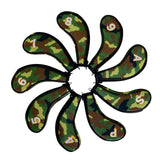 Maxbell 9x Portable Camouflage Golf Iron Headcover Club Head Cover Protection Green