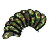 Maxbell 9x Portable Camouflage Golf Iron Headcover Club Head Cover Protection Green