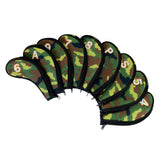 Maxbell 9x Portable Camouflage Golf Iron Headcover Club Head Cover Protection Green