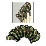 Maxbell 9x Portable Camouflage Golf Iron Headcover Club Head Cover Protection Green