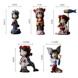 Maxbell Kimono Girl Statue Resin Crafts Japanese Girl Ornaments Bar Office Lion