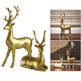 Maxbell Deer Statue Sitting Standing Reindeer Sculpture Ornament Home Decor Gold