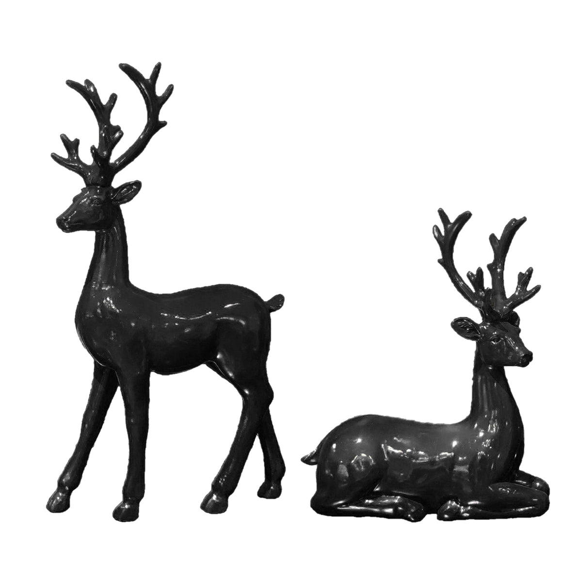 Maxbell Deer Statue Sitting Standing Reindeer Sculpture Ornament Home Decor Black