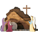 Maxbell Wooden Nativity Set Easter Decorations Wood Cross Resurrection Scene Decor B