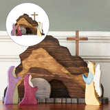 Maxbell Wooden Nativity Set Easter Decorations Wood Cross Resurrection Scene Decor B