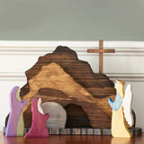 Maxbell Wooden Nativity Set Easter Decorations Wood Cross Resurrection Scene Decor B