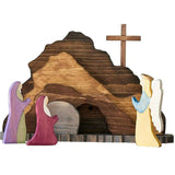 Maxbell Wooden Nativity Set Easter Decorations Wood Cross Resurrection Scene Decor B