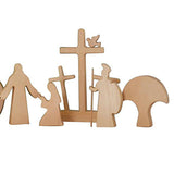 Maxbell Wooden Nativity Set Easter Decorations Wood Cross Resurrection Scene Decor A