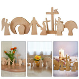 Maxbell Wooden Nativity Set Easter Decorations Wood Cross Resurrection Scene Decor A