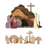 Maxbell Wooden Nativity Set Easter Decorations Wood Cross Resurrection Scene Decor A