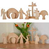 Maxbell Wooden Nativity Set Easter Decorations Wood Cross Resurrection Scene Decor A