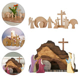 Maxbell Wooden Nativity Set Easter Decorations Wood Cross Resurrection Scene Decor A