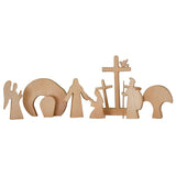 Maxbell Wooden Nativity Set Easter Decorations Wood Cross Resurrection Scene Decor A