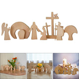 Maxbell Wooden Nativity Set Easter Decorations Wood Cross Resurrection Scene Decor A