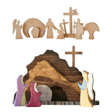 Maxbell Wooden Nativity Set Easter Decorations Wood Cross Resurrection Scene Decor A