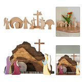 Maxbell Wooden Nativity Set Easter Decorations Wood Cross Resurrection Scene Decor A