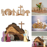 Maxbell Wooden Nativity Set Easter Decorations Wood Cross Resurrection Scene Decor A