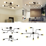 Maxbell Ceiling Light  Retro Wrought Iron Large Black Chandelier Ceiling Lamp 4-Head