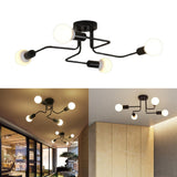 Maxbell Ceiling Light  Retro Wrought Iron Large Black Chandelier Ceiling Lamp 4-Head