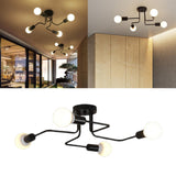 Maxbell Ceiling Light  Retro Wrought Iron Large Black Chandelier Ceiling Lamp 4-Head