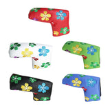 Maxbell Flower Print Putter Head Covers Leather PU Golf Club Headcovers White A