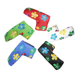 Maxbell Flower Print Putter Head Covers Leather PU Golf Club Headcovers White A