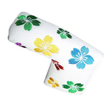 Maxbell Flower Print Putter Head Covers Leather PU Golf Club Headcovers White A