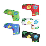 Maxbell Flower Print Putter Head Covers Leather PU Golf Club Headcovers White A