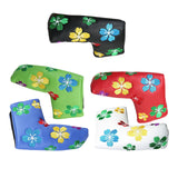 Maxbell Flower Print Putter Head Covers Leather PU Golf Club Headcovers White A