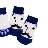 Maxbell 4 Cute Pet Cat Puppy Dog Socks Anti-slip Paw Protector L Blue Beard