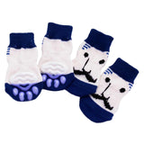 Maxbell 4 Cute Pet Cat Puppy Dog Socks Anti-slip Paw Protector L Blue Beard