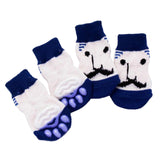 Maxbell 4 Cute Pet Cat Puppy Dog Socks Anti-slip Paw Protector L Blue Beard