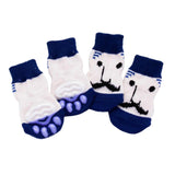 Maxbell 4 Cute Pet Cat Puppy Dog Socks Anti-slip Paw Protector L Blue Beard