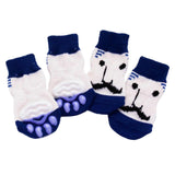 Maxbell 4 Cute Pet Cat Puppy Dog Socks Anti-slip Paw Protector L Blue Beard