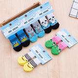 Maxbell 4 Cute Pet Cat Puppy Dog Socks Anti-slip Paw Protector L Blue Beard