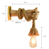 Maxbell Retro Industrial Wall Sconce Light Wood Rope Lamp Bedside Wall Mount Fixture Rope Style