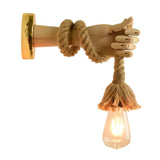 Maxbell Retro Industrial Wall Sconce Light Wood Rope Lamp Bedside Wall Mount Fixture Rope Style