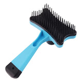 Maxbell Pet Cat Dog Massage Comb Grooming Hair Removal Shedding Self Cleaning Brush Blue