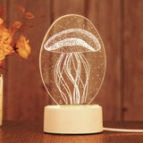 Maxbell LED 3D Nightlight Beside Acrylic Laser engraving USB Night Lamp Jellyfish