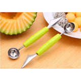 Maxbell Dual-use Double Head Stainless steel Fruit Carving Knive&Scoop Green