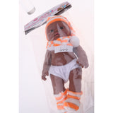 Maxbell 28cm Baby Doll Vinyl African Newborn Baby in Orange Striped Hat Scarf Socks