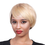 Maxbell Short Straight Wig Human Hair Pixie Cut Wig Bob Style Full Wigs for Women